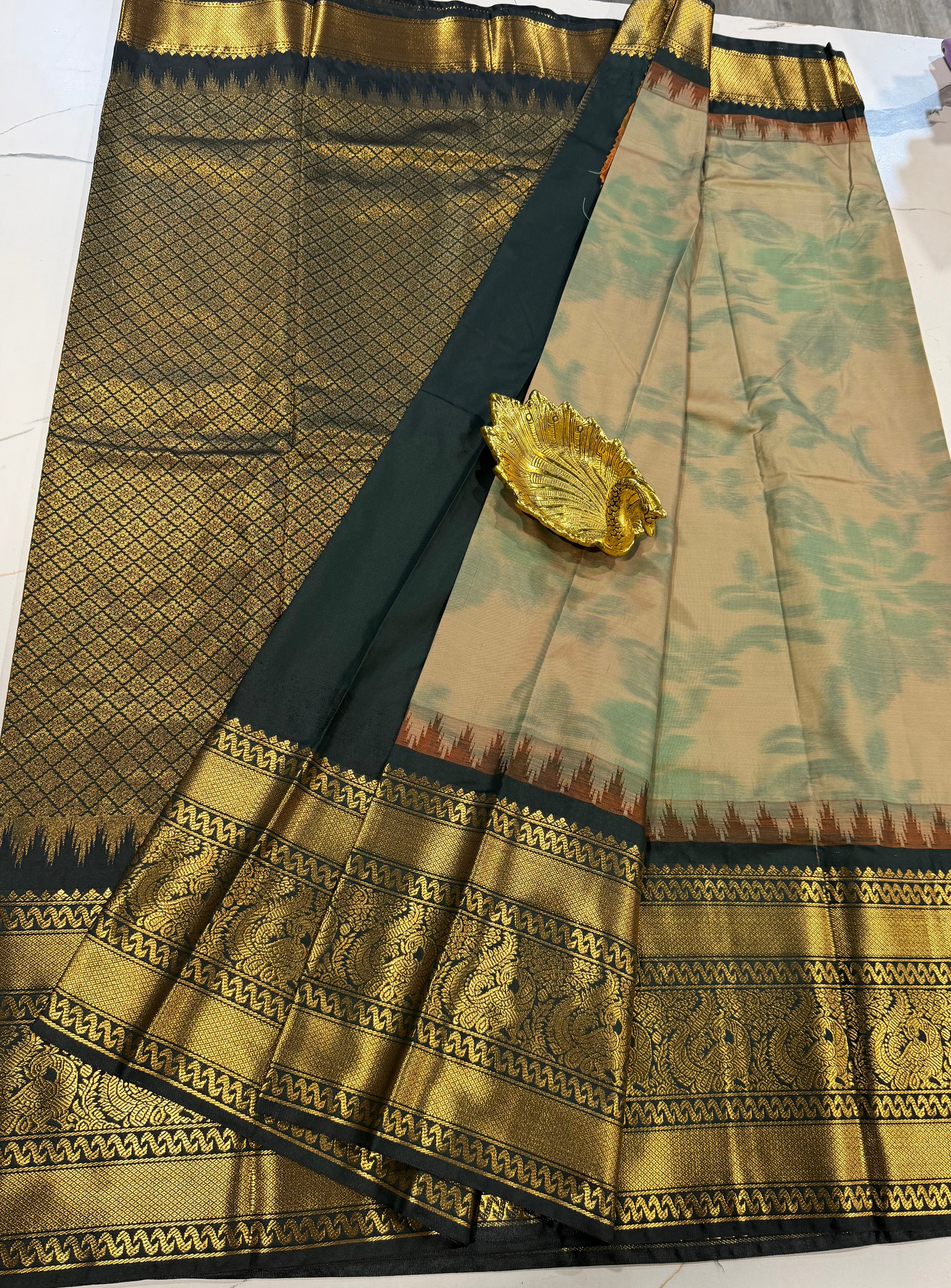 GP-3100 dusty peach Pochampally prints saree