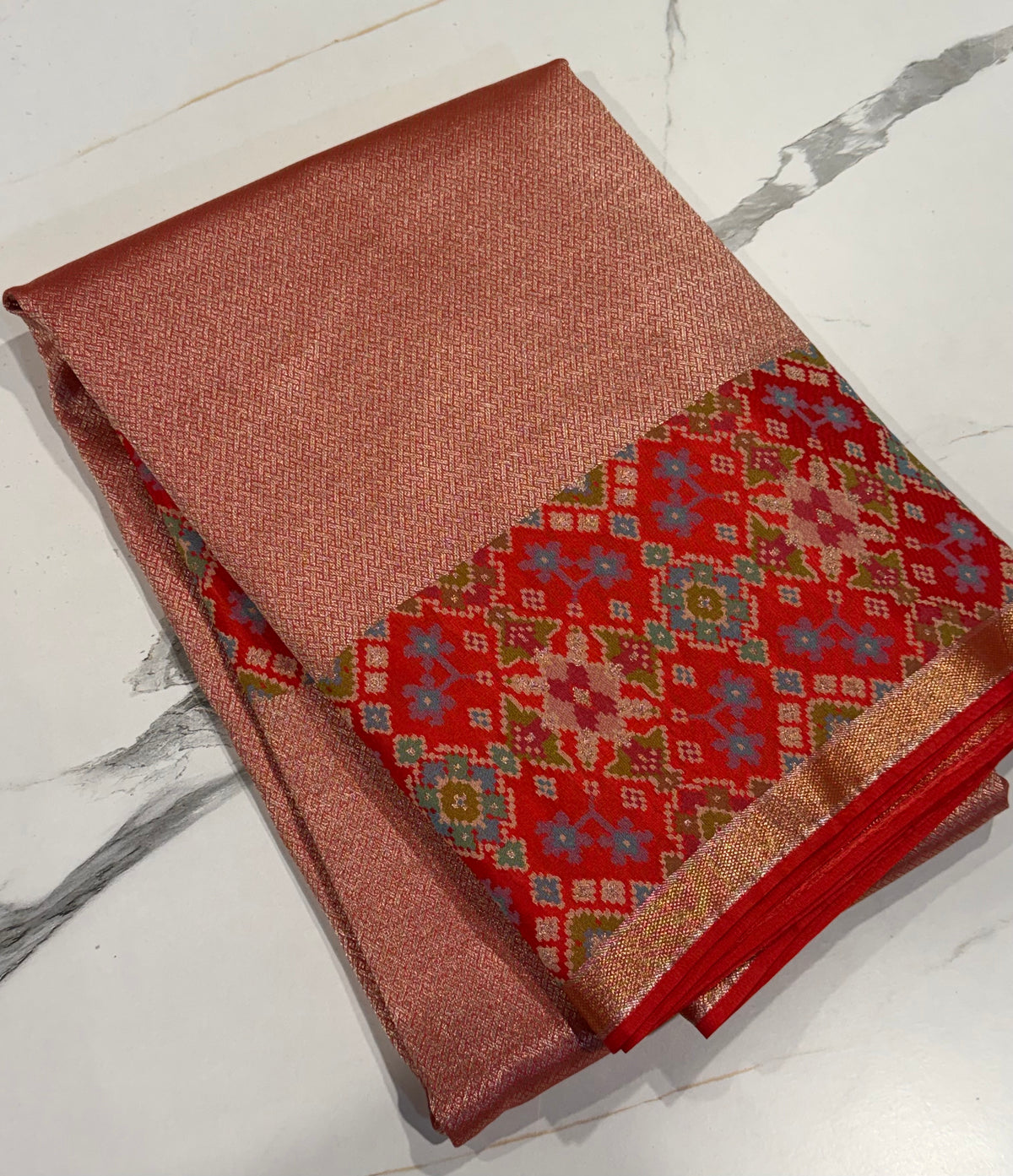 TP-6400 Red colour Fusion Patola  saree