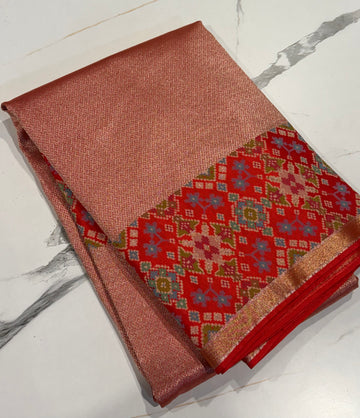 TP-6400 Red colour Fusion Patola  saree