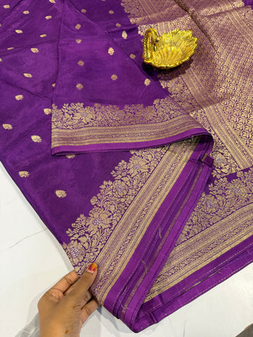 Gm-3950 banaras green mango purple color saree