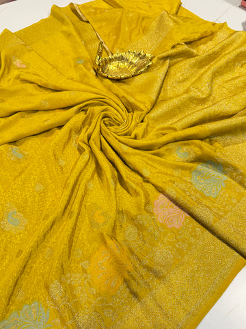 LD-1850 yellow colour bananas crepe georgette saree