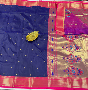 U-1399 navi blue semi Narayanpeta saree