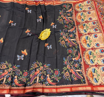 Black saree Mashru mangalagiri