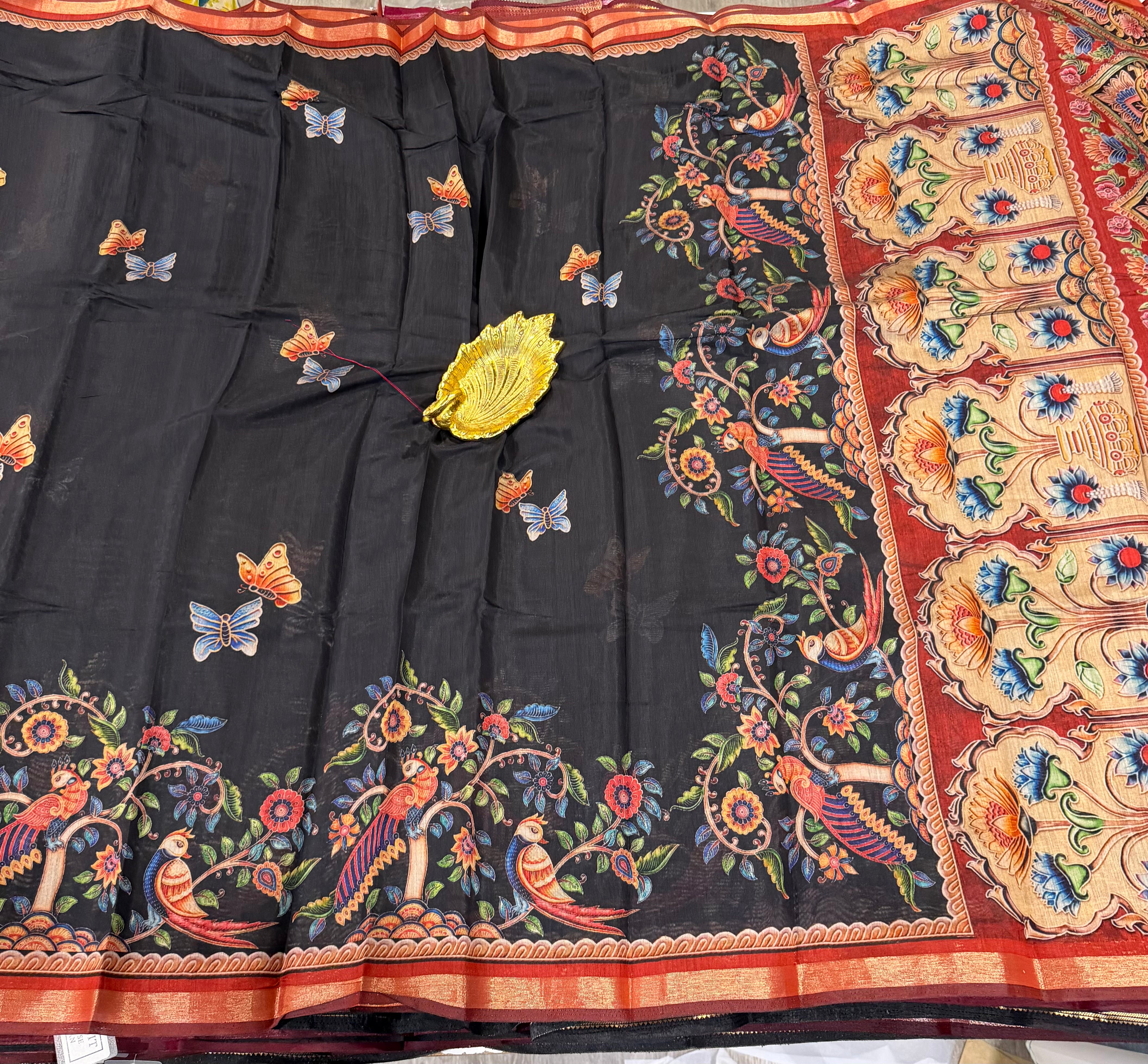 Black saree Mashru mangalagiri
