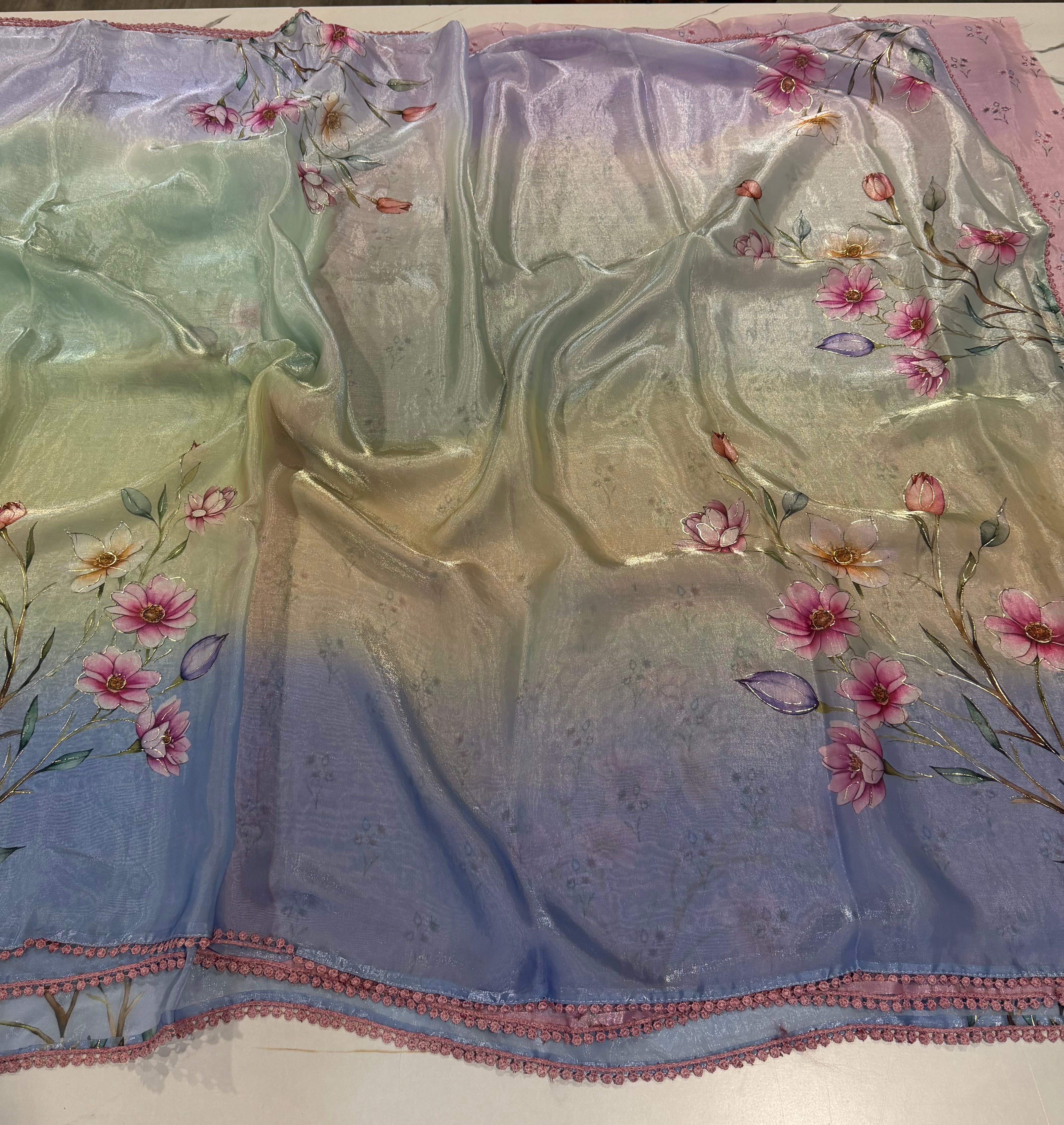 Ms-4D Multi colour space silk saree