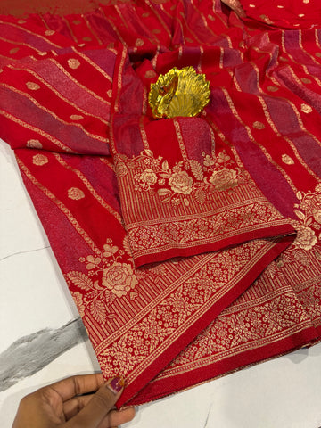 KR-1949 Red Rangkart kaddi georgette saree