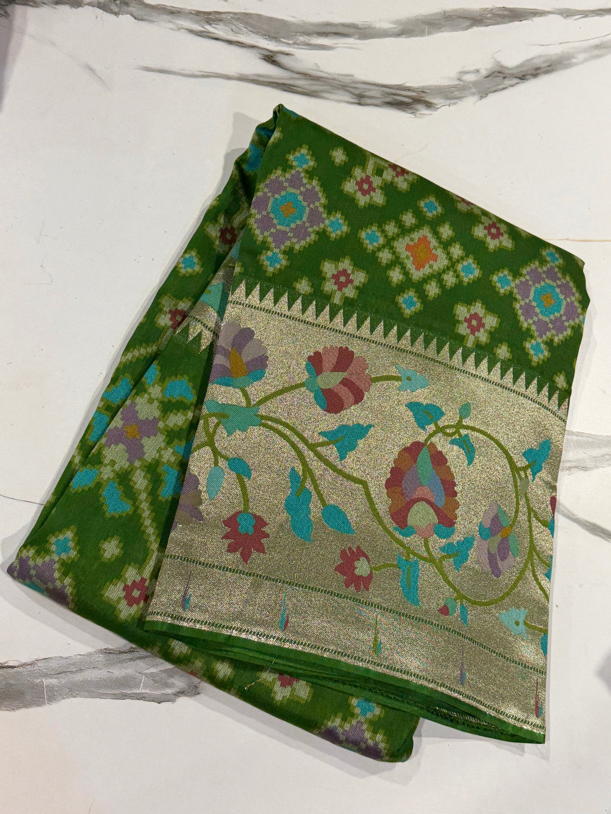 PZ-5999 Green Fusion Patola paithani saree