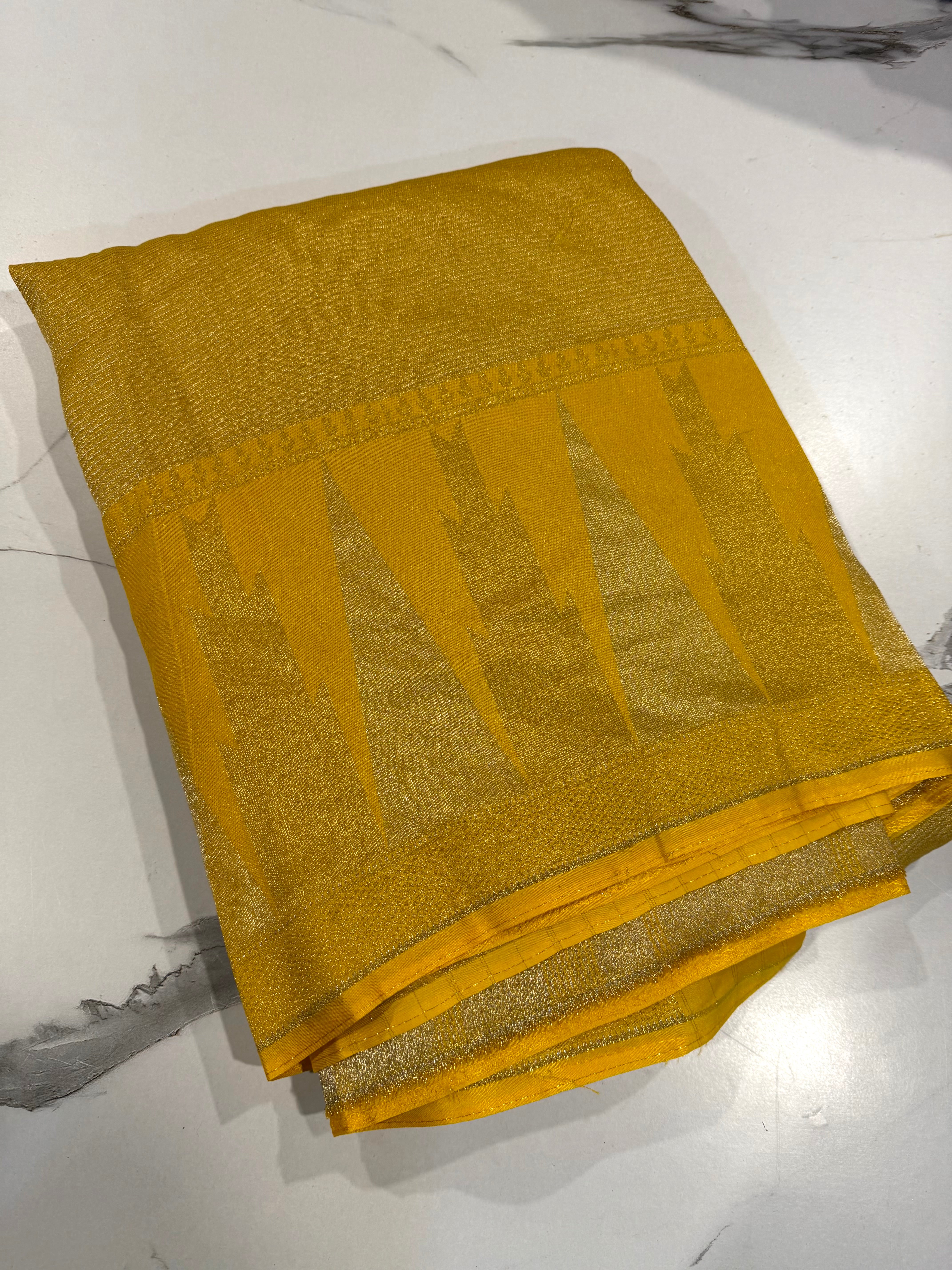 TT-45 yellow Temple tissue saree