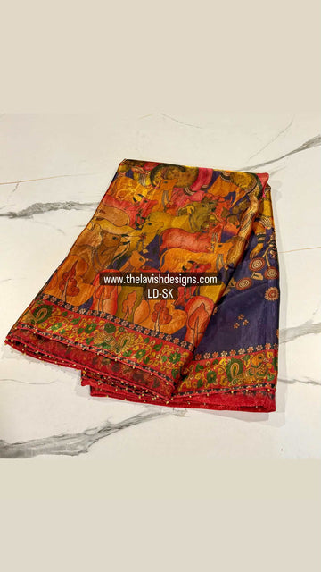 Fusion Kalamkari LD-SK purple n tomato