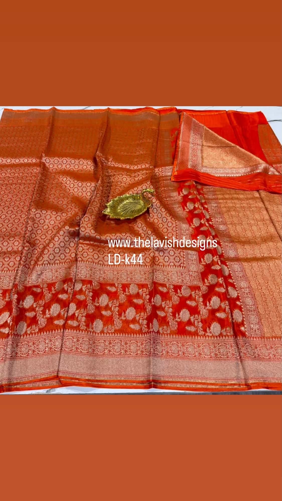 LD-k44 kanchi kora orange saree