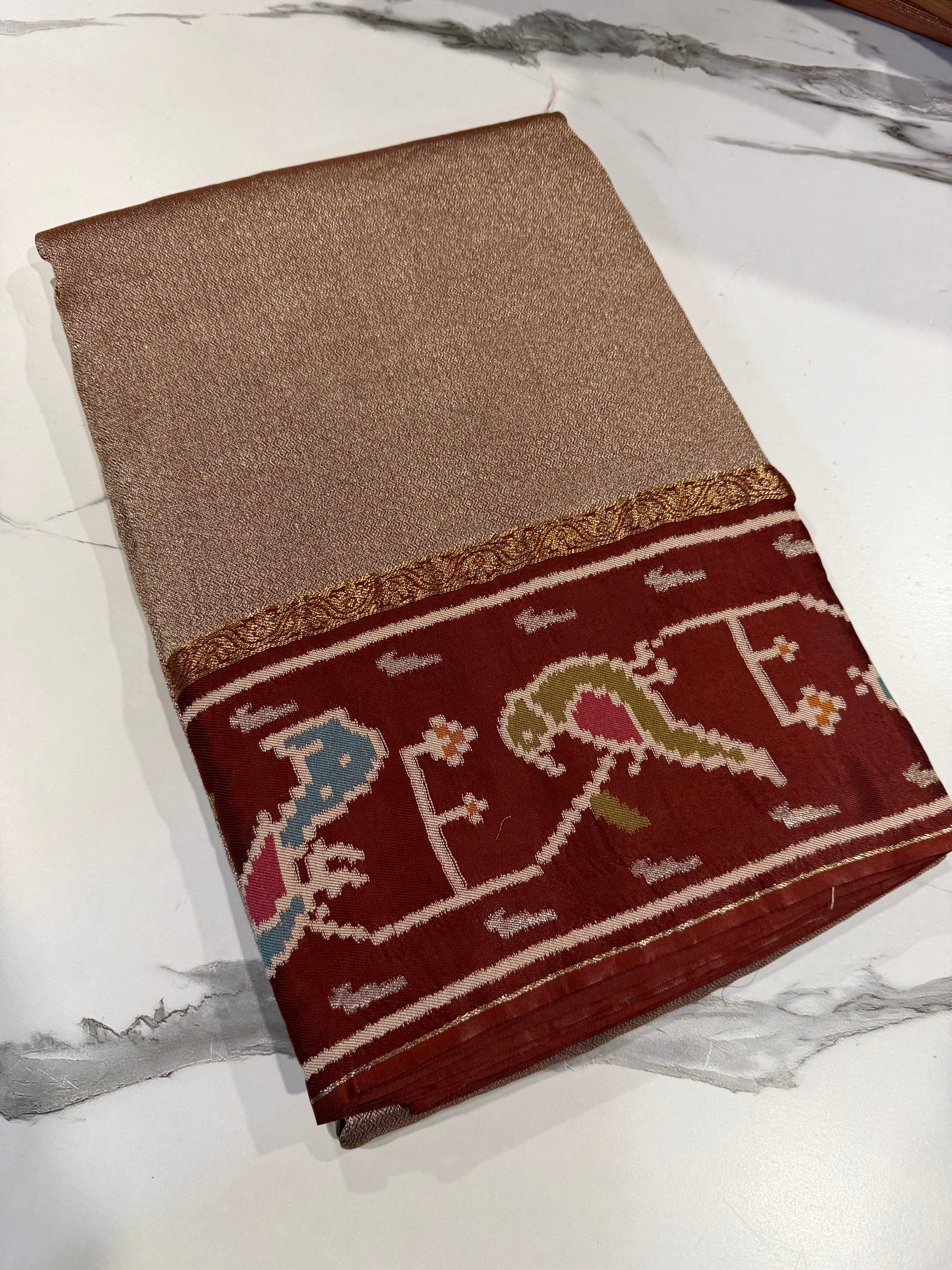 KT-5 Brown  colour kanchi tissue saree