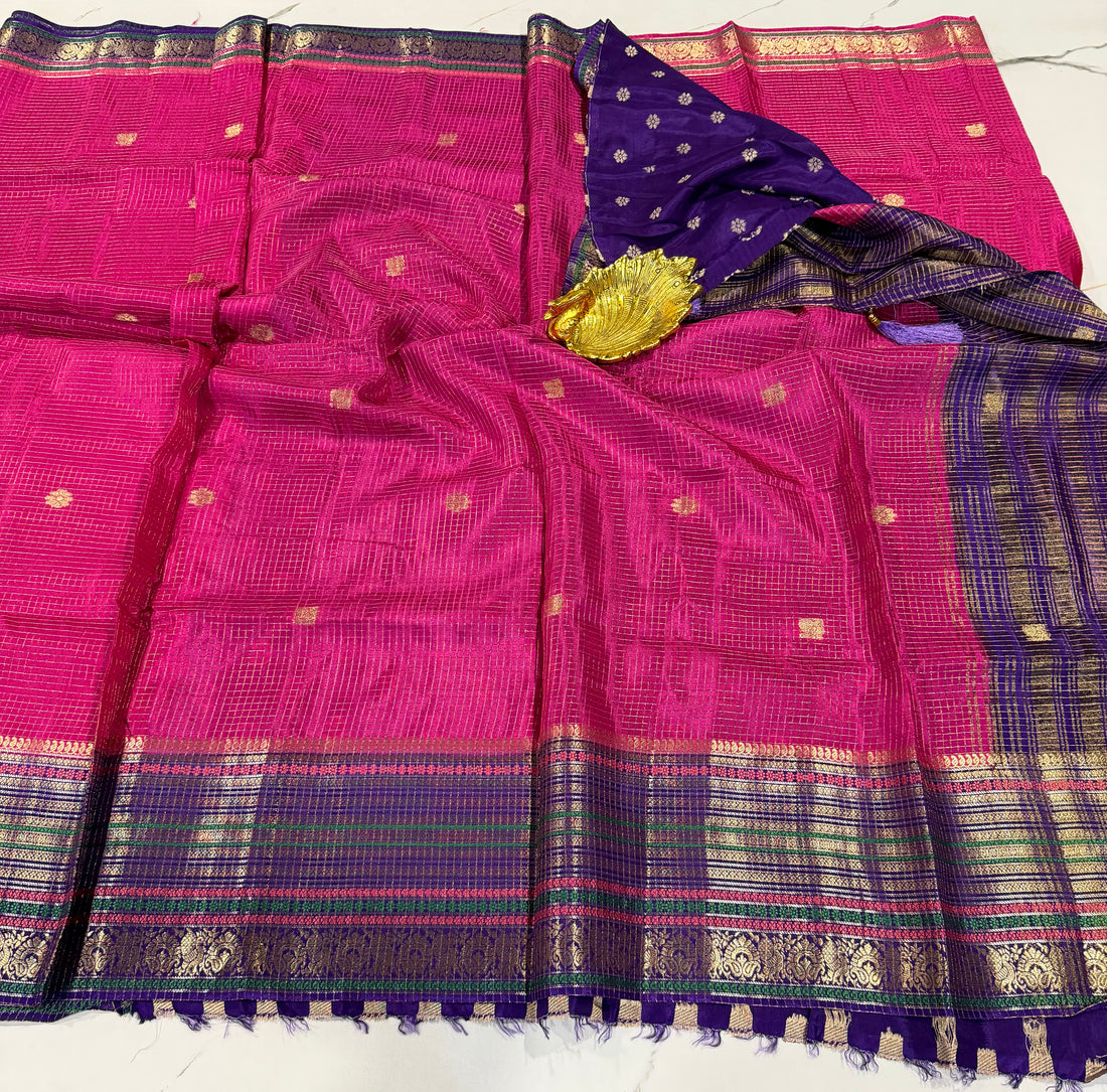 VN-2450 pink n violet vintage Narayanpet saree
