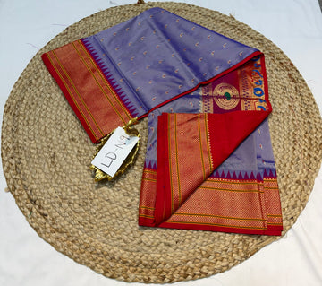LD-N9 narayanapeta semi lavender and red saree