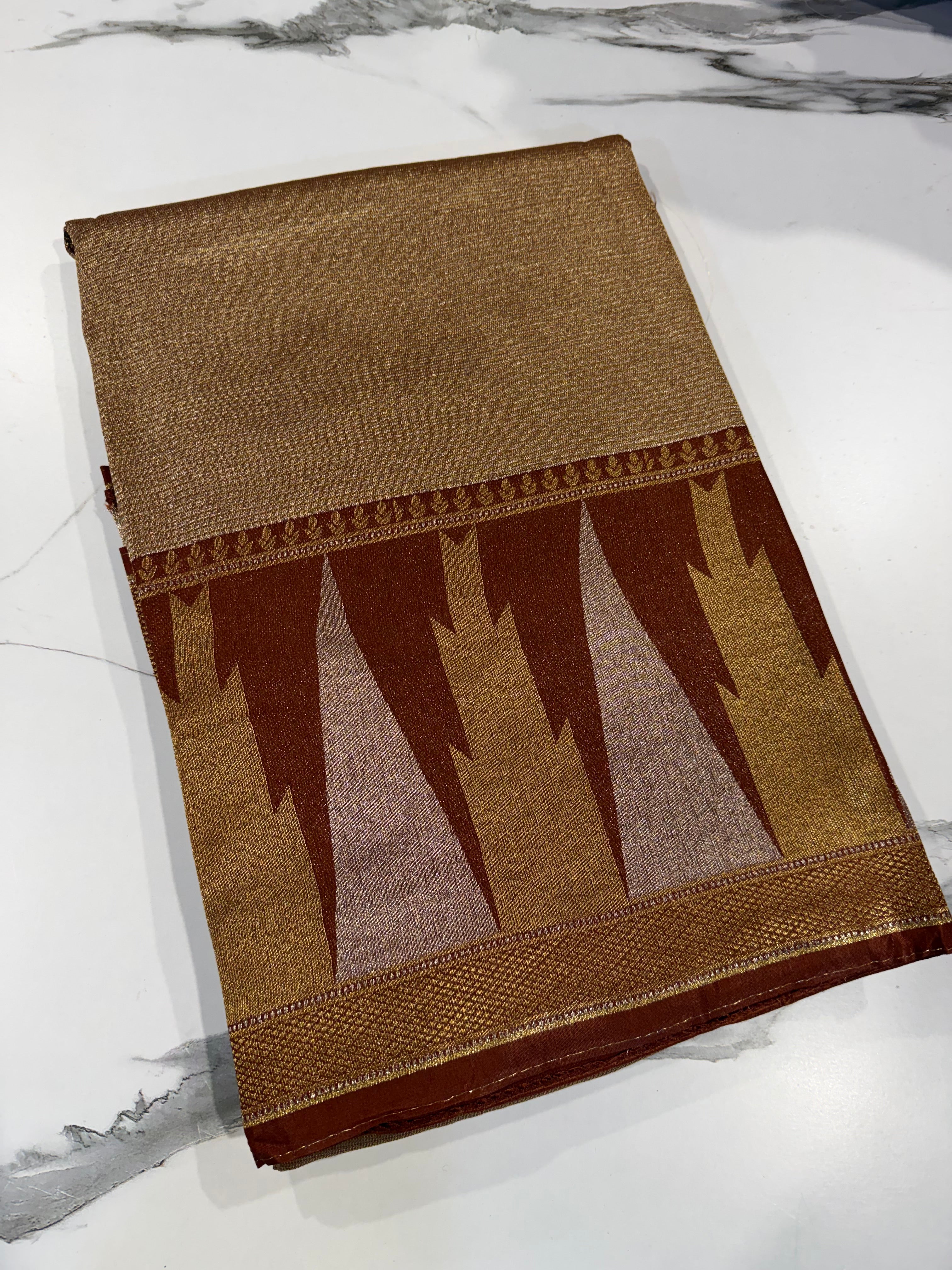 TT-45 brown colour Temple tissue saree