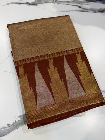 TT-45 brown colour Temple tissue saree