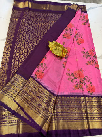 SGK-2997 babypink n purple gadwal Kalamkari saree