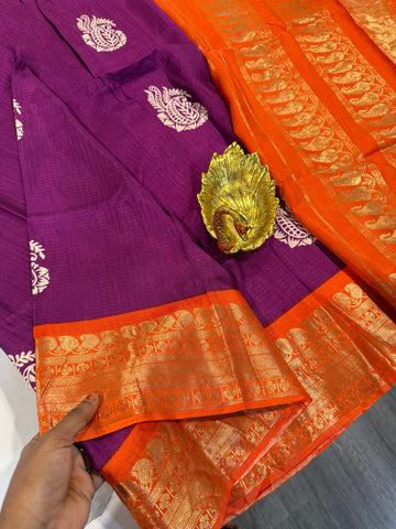 LD-M2650 purple  n orange mysore crepe saree (Copy)