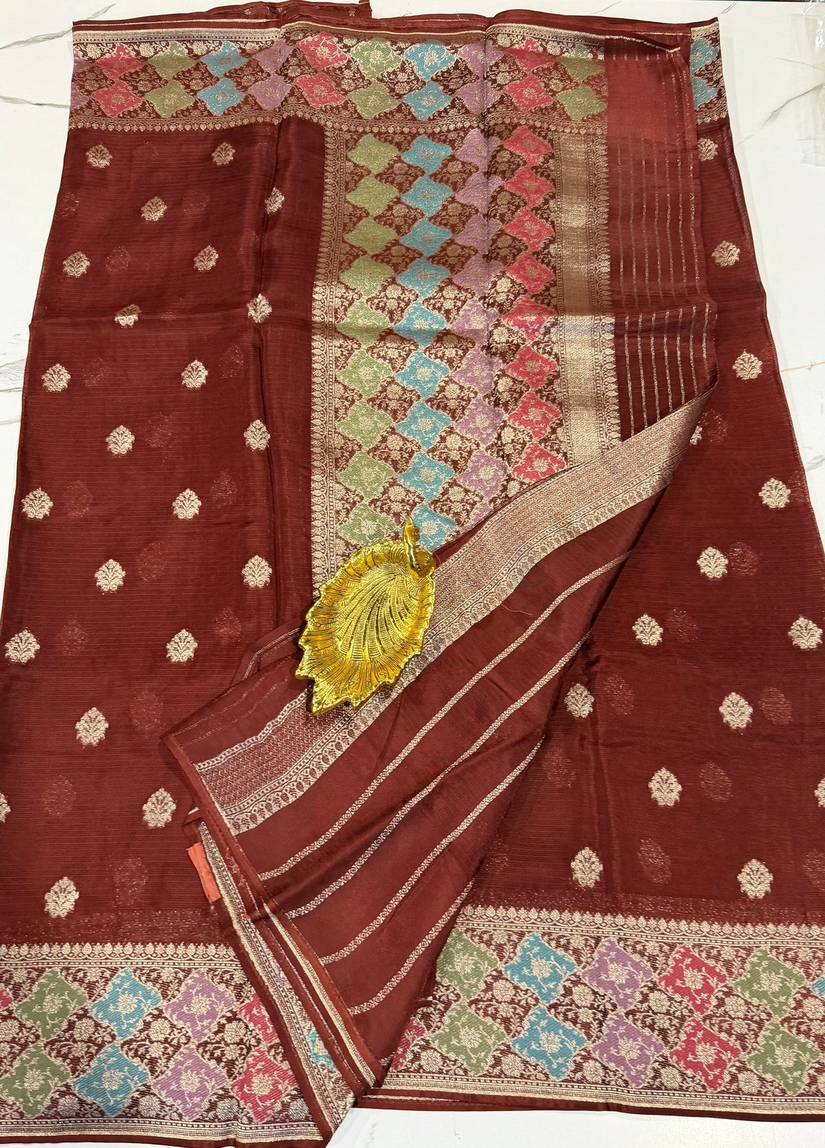 RM-4800 Brown saree jamdani  Manipuri Rangkart Kota silk