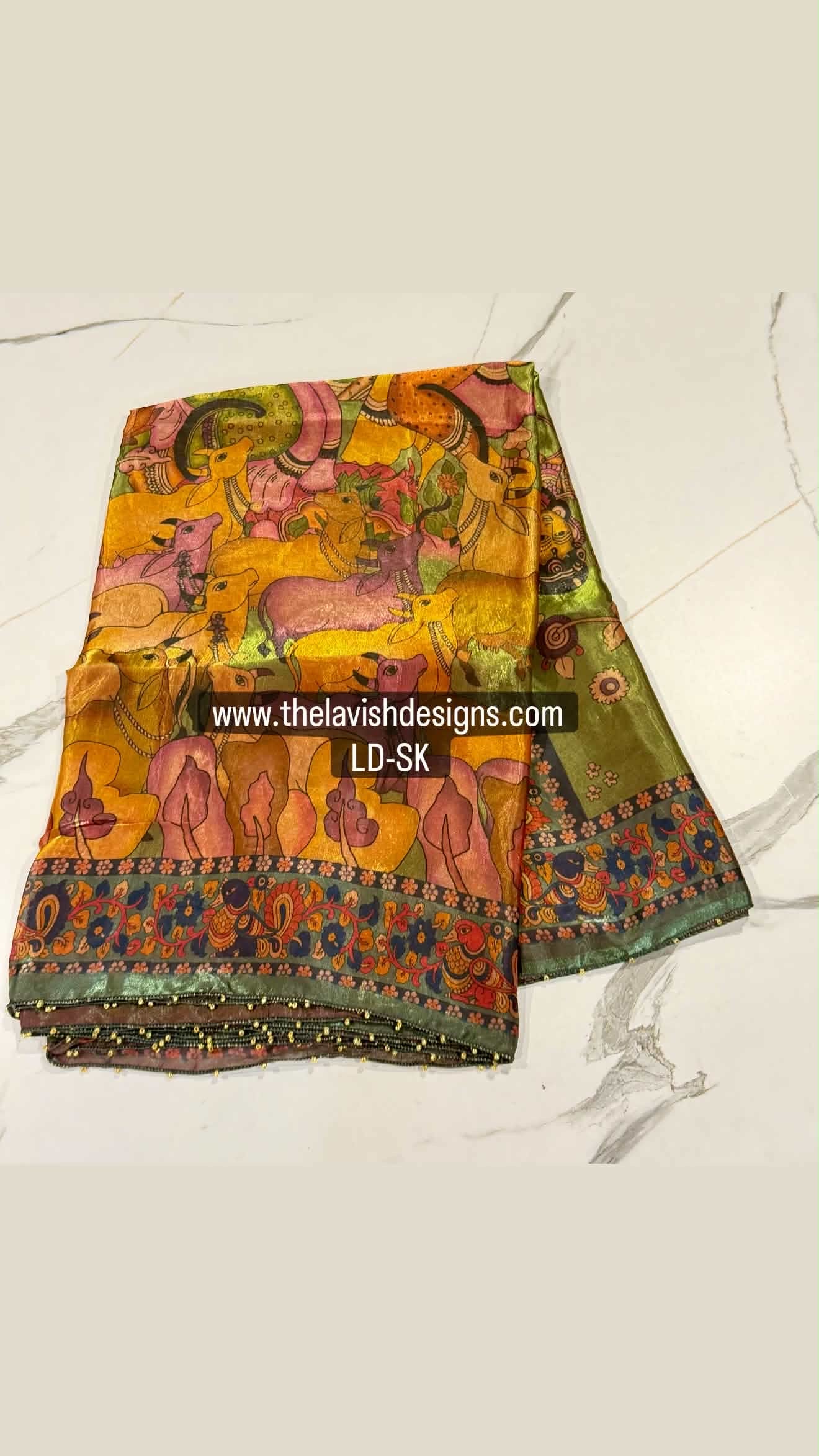 Fusion Kalamkari LD-SK pista green n grey
