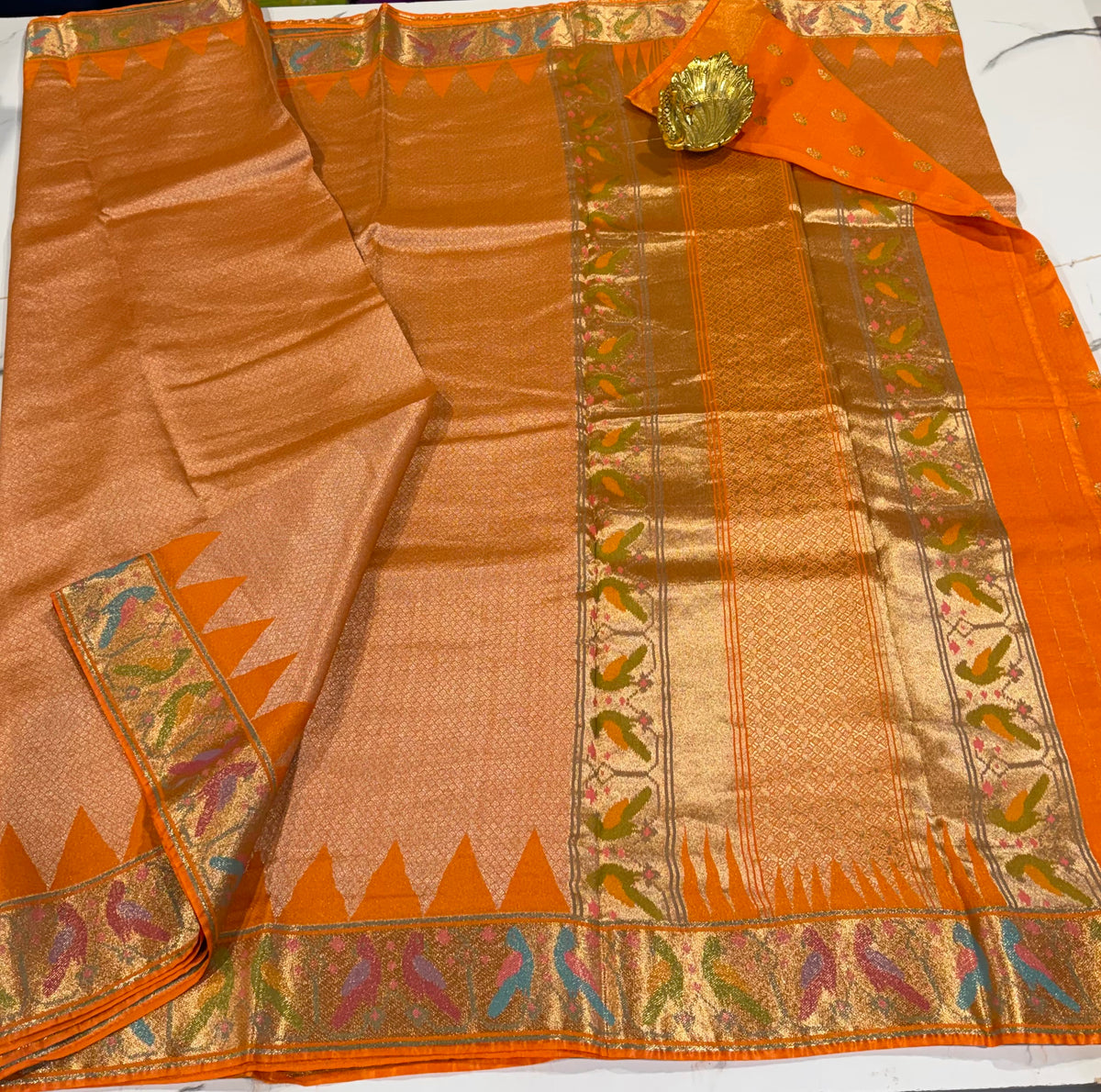 P-4900 Orange Patola tissue sarees