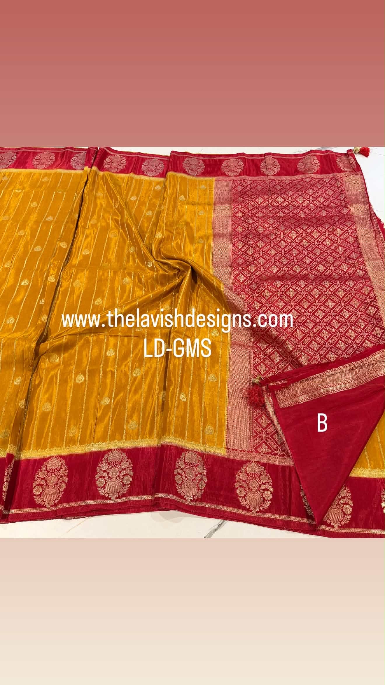 Banaras Green Mango sarees LD-GMS yellow n red saree