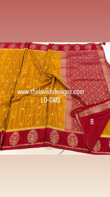 Banaras Green Mango sarees LD-GMS yellow n red saree