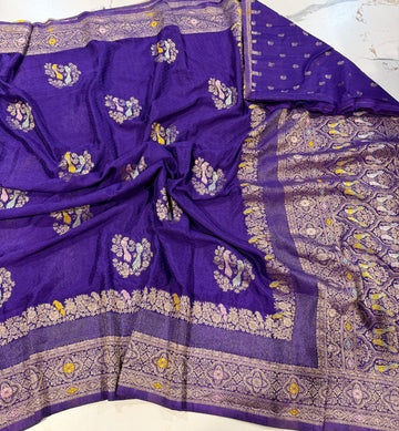 BS-1650 violet colour benny crepe saree
