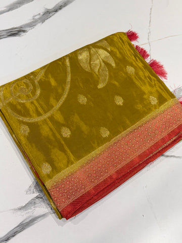 HS-2650 golden HO crepe saree