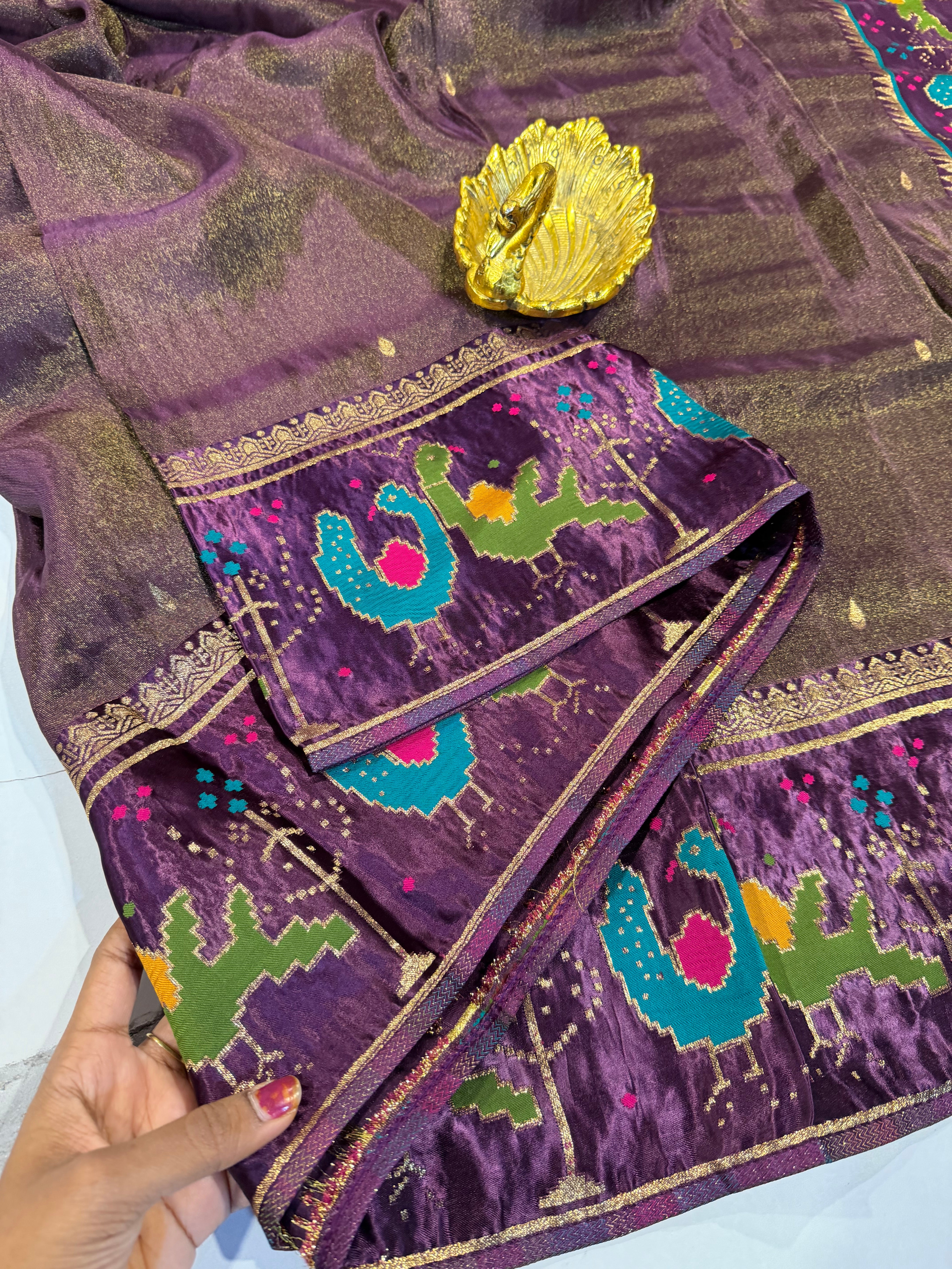 T-2998 wine banaras tissue Mashru borders saree