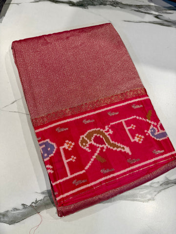 KT-5 Ranipink colour kanchi tissue saree