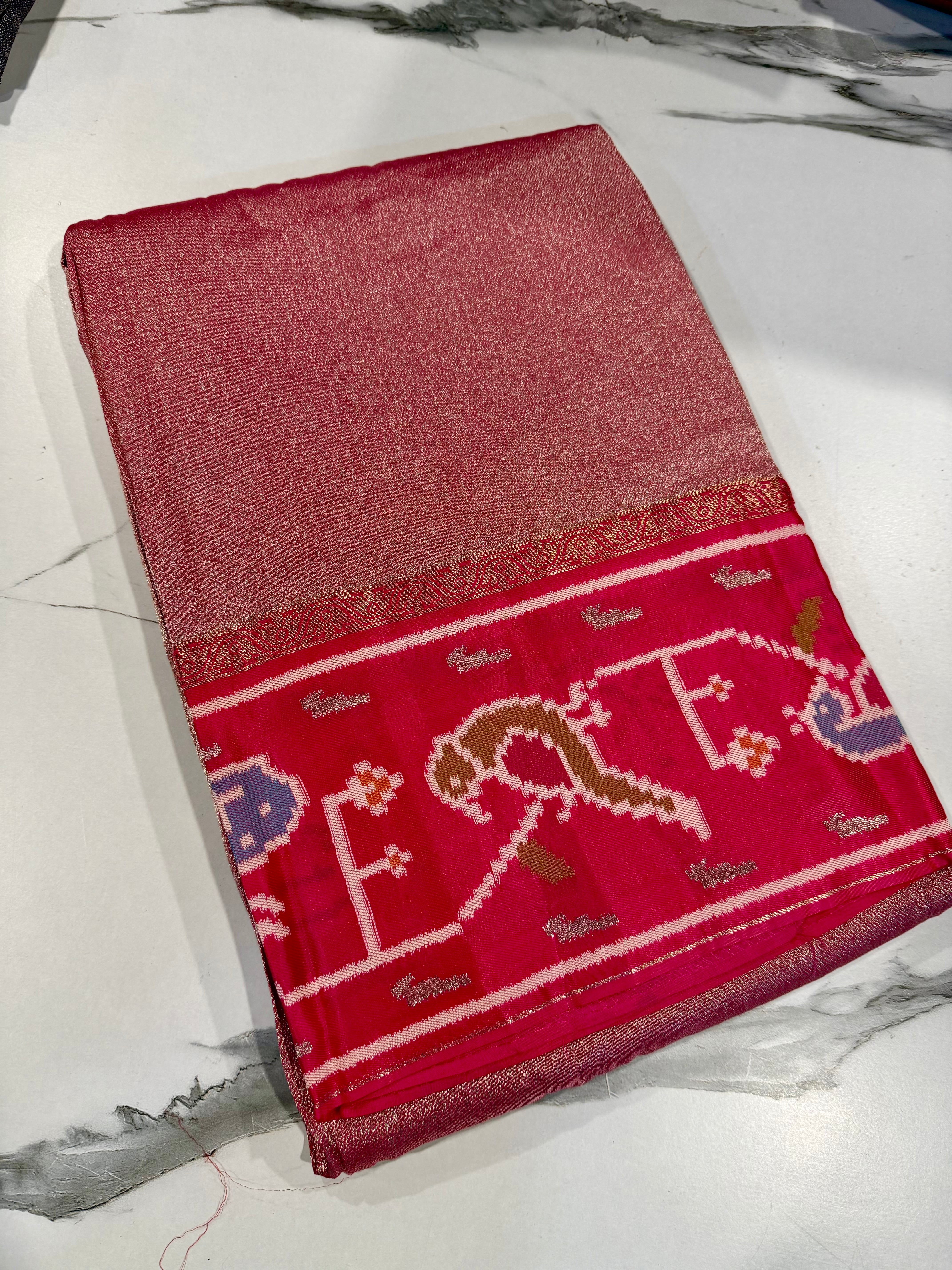 KT-5 Ranipink colour kanchi tissue saree