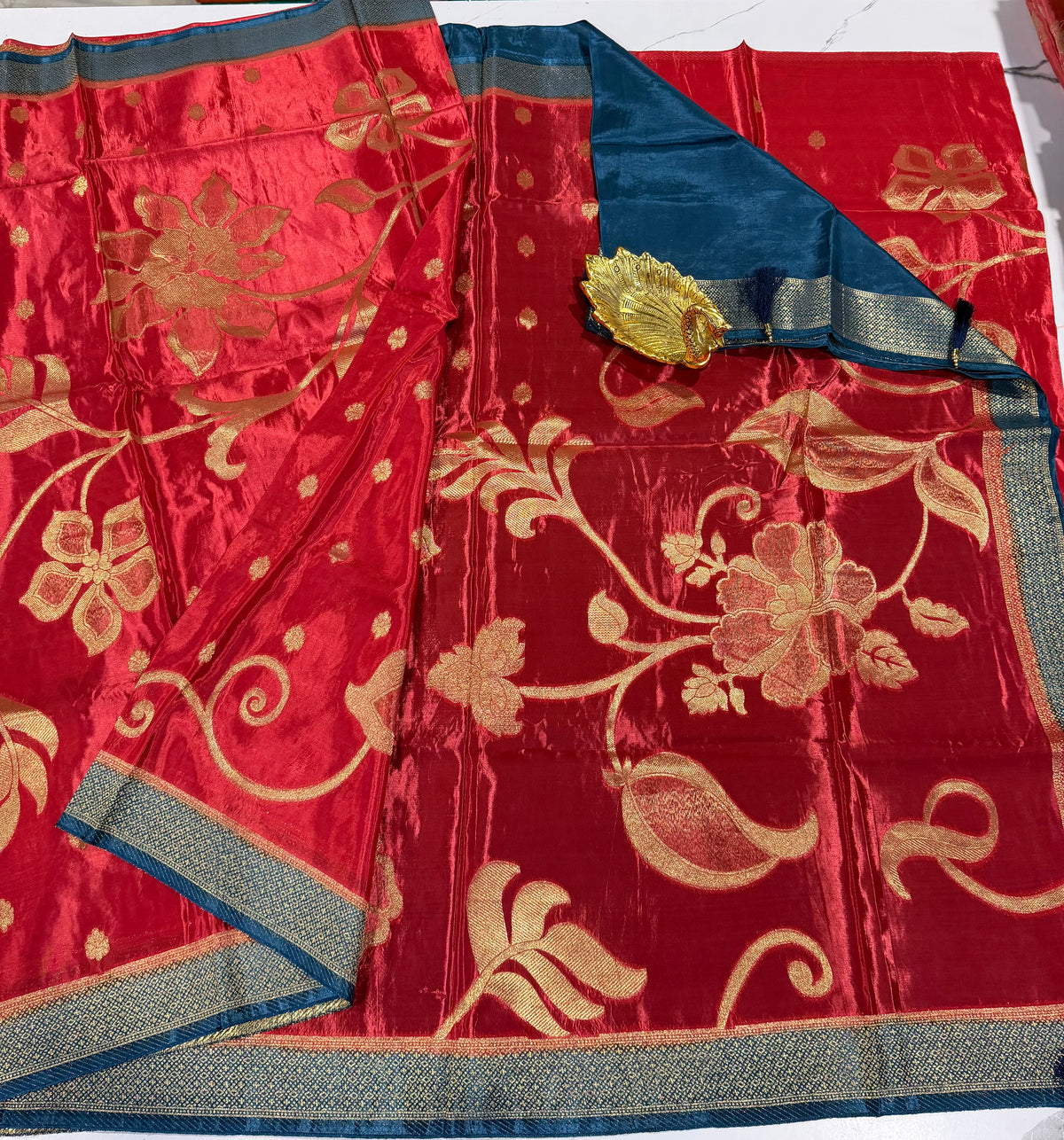 HS-2650 Red  HO crepe saree