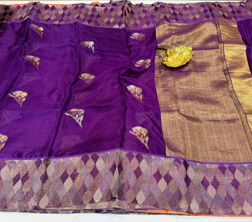 Kota53 violet colour Manipuri Kota silk Rangkart borders saree