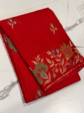 NM-5200 Red saree Manipuri Kota silk