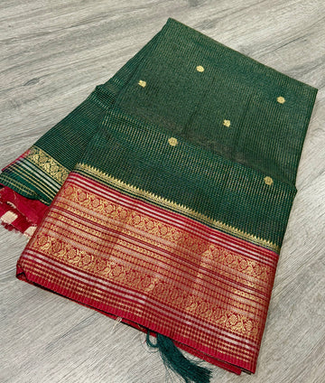 VKC2149BB- green  n Red Kanchi Brdr saree