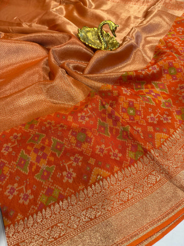 P-5400 orange colour tissue Patola saree
