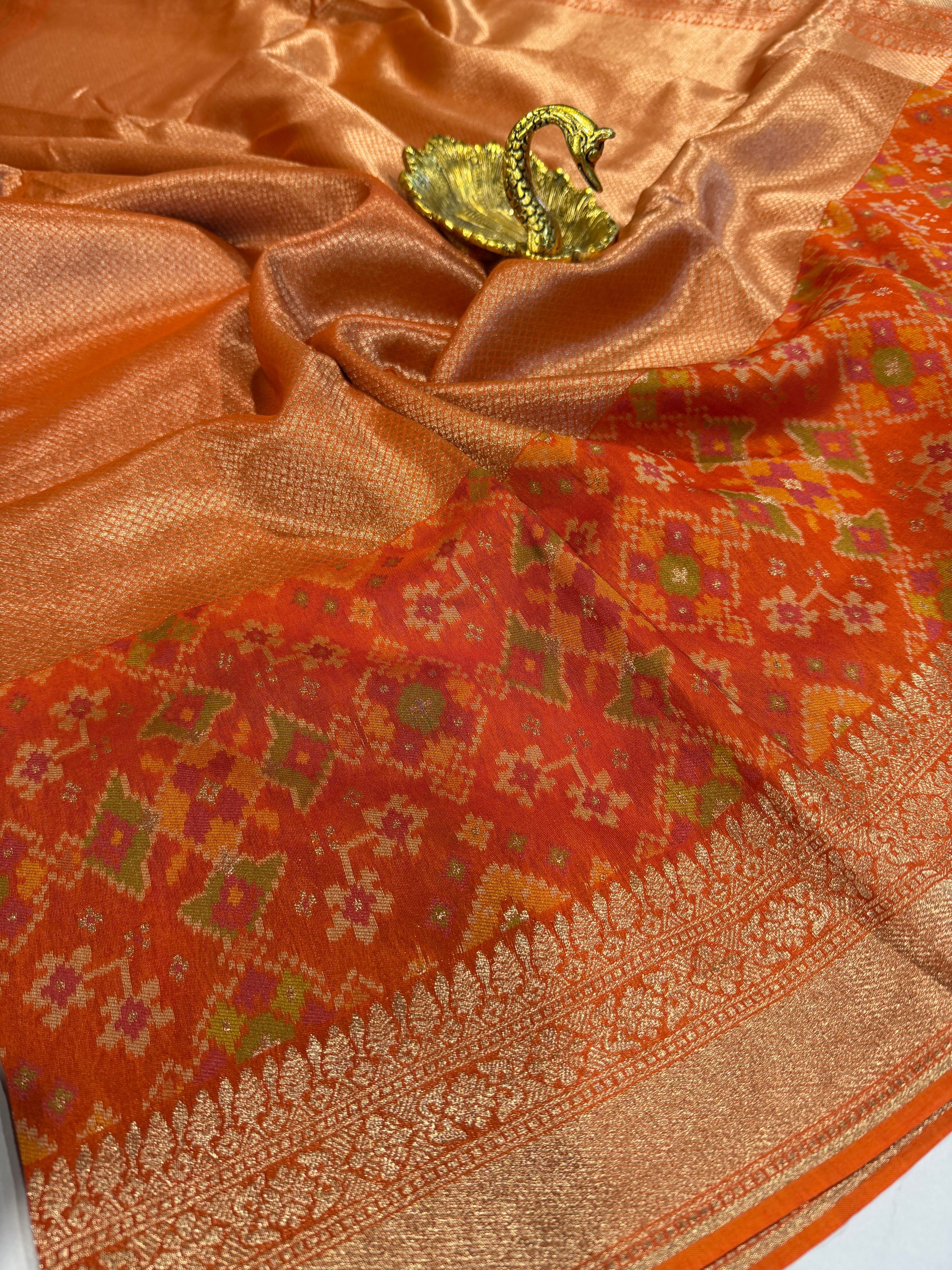 P-5400 orange colour tissue Patola saree