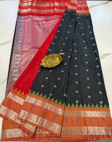 TS-3450 Black Tissue Muniya Gadwal saree