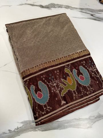 KT-5 Brown colour kanchi tissue saree