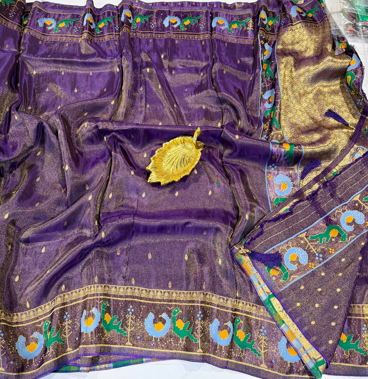 T-2998 violet banaras Kanchi tissue Mashru borders saree
