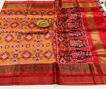 LD-1350 Navrathan patola tissue borders yellow saree