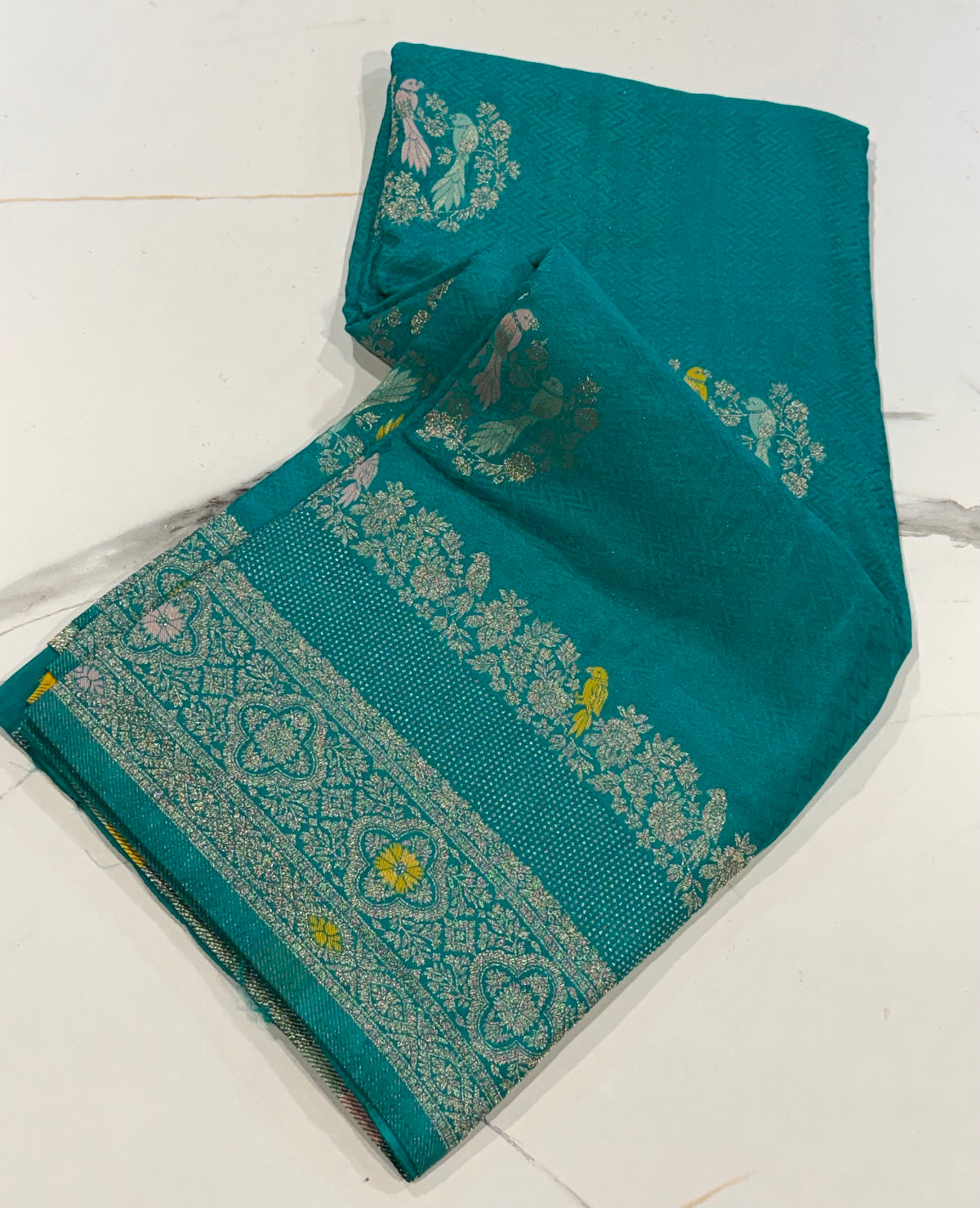 BS-1650 Skyblye colour benny crepe saree