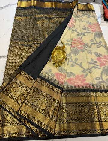GP-3100 cream Pochampally prints saree