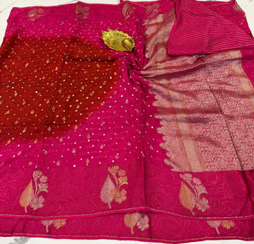 BN-3750  Brown n  pink bandini saree