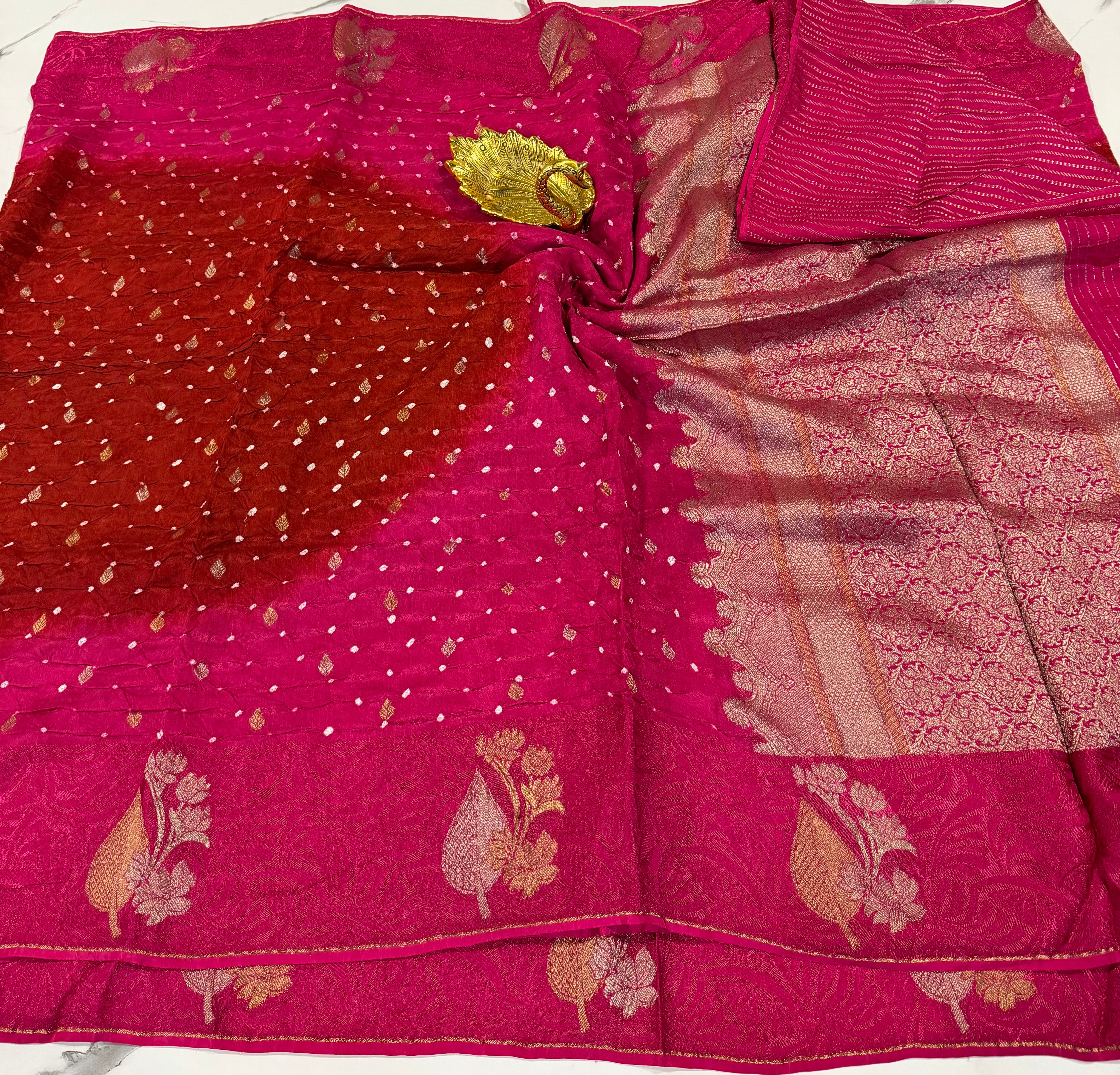 BN-3750  Brown n  pink bandini saree