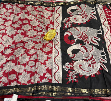Red saree Mashru mangalagiri