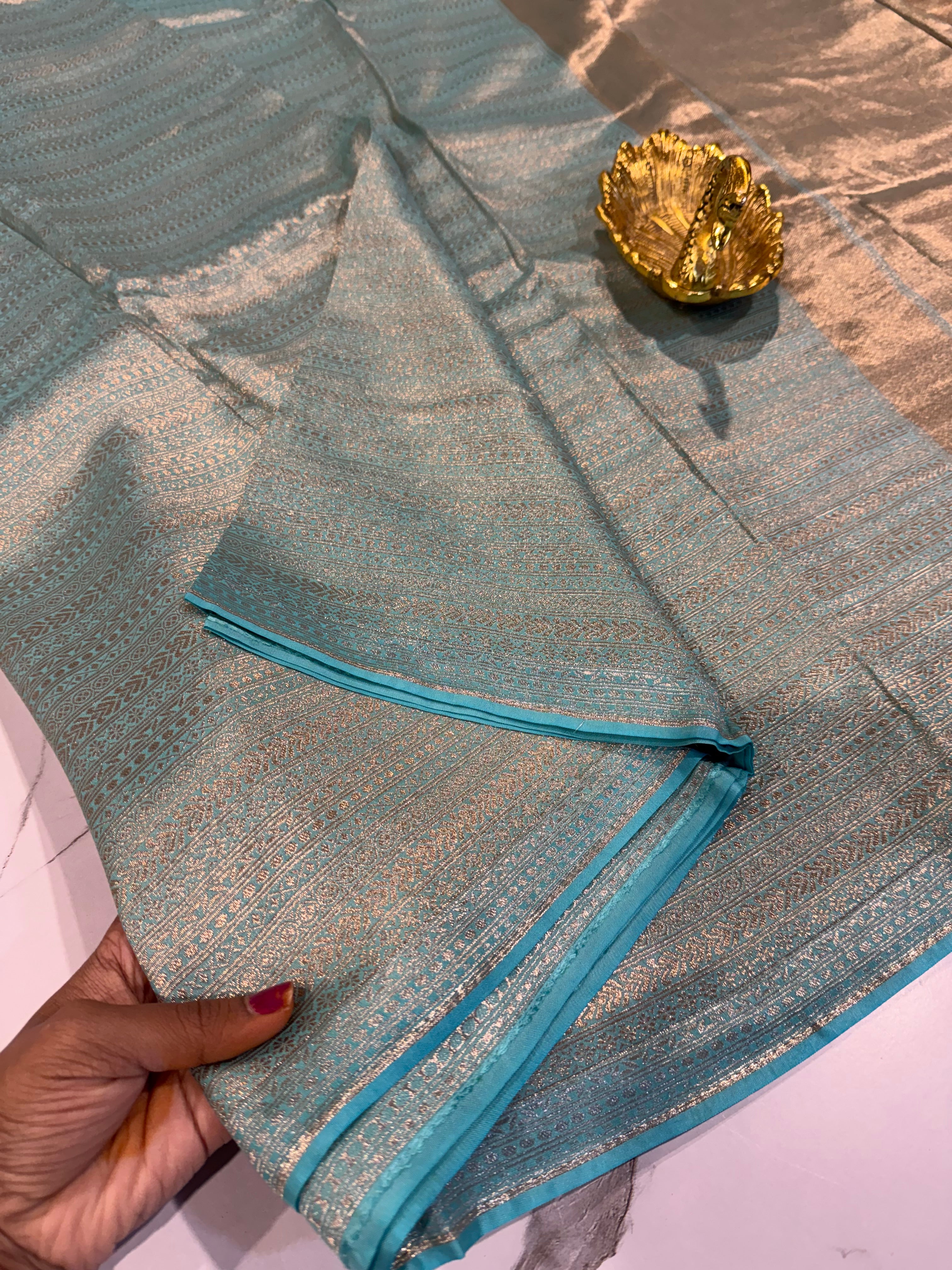 AR-5100 skyblue colour kanchi tissue saree