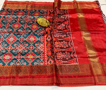 LD-1350 Navrathan patola tissue borders Ramablue saree
