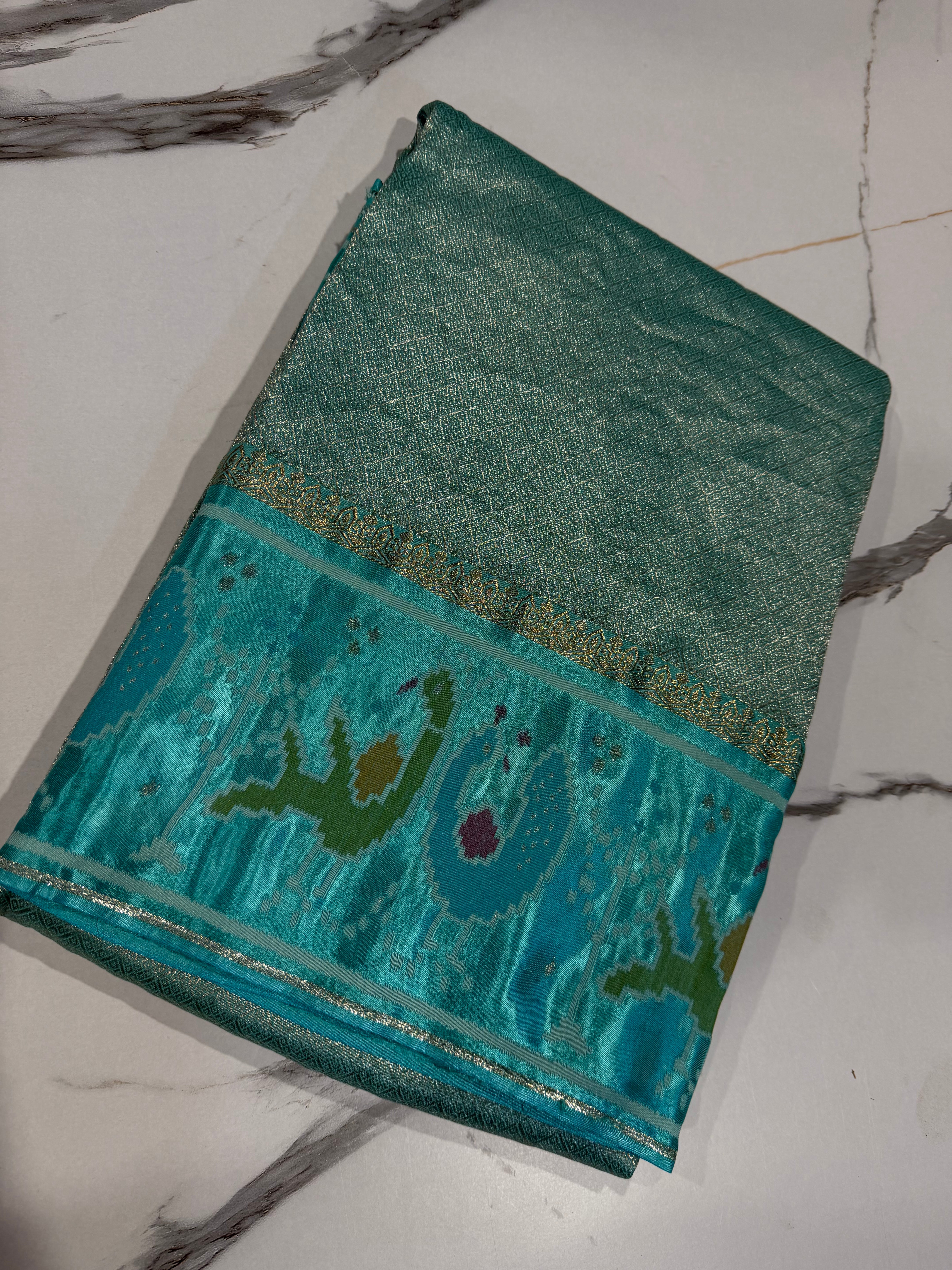 KT-5 sky blue colour kanchi tissue saree