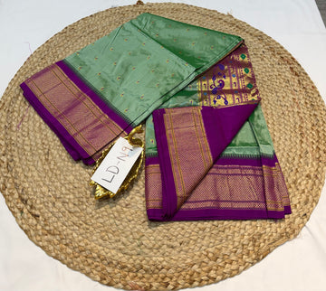 LD-N9 narayanapeta semi sea green and megentha saree